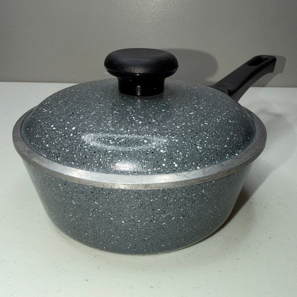 1970s Club Cast Aluminum 1 Quart Saucepan and Lid Speckled Grey Club Cooking Pan